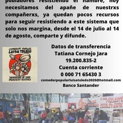 La solidaridad es la base de los pueblos, frente al hambre, los y las pobladoras nos organizamos y resistimos.