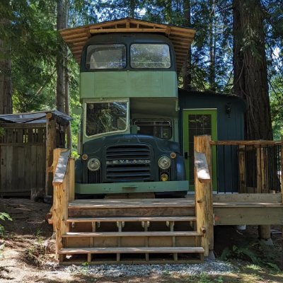 The fabulous Double Decker Vacation Bus on Saturna Island!