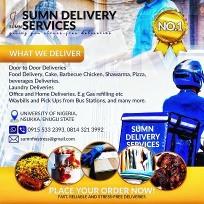 Your trusted partner for stress-free deliveries in Nsukka and beyond 📦✨ 
| Contact: https://t.co/m17uz8pbqV or sumnfixstress@gmail.com