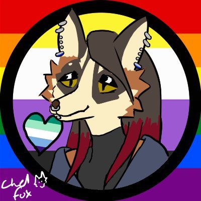 Gay | Poly | Enby (They/Them) | ♏
Cross whitemark/calico fox from Alaska. I draw gay furries @ChelFoxArt. 
Likes/retweets may be NSFW.
@Skorvy is my fiancé.