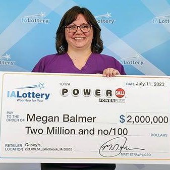 Megan Balmer A power ball wiinner of $2,000,000 who’s given back to the society by paying off there CC debt phone bills,hospitals bills and house rent . Dm now!