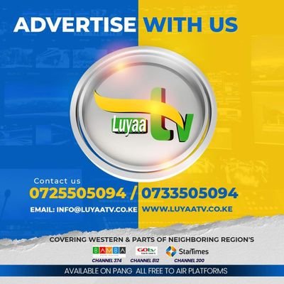 luyaatvofficial's profile picture. Luyaa TV is Available on PANG All Free To Air, GoTV Channel 842, Startimes channel 200 Covering western Kenya region, Vernacular speaking Channel.