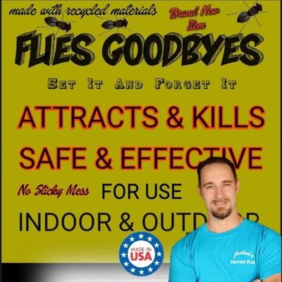 FliesGoodbyes's profile picture. The Brand New Solution For Those Pesky Flies. We use recycled materials,pet safe,no sticky or stinky mess & proudly made right here in the U.S.A.