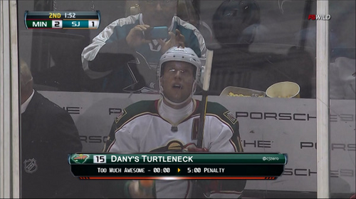 I'm styling, profiling and leading #15 of the Minnesota Wild to goals. Putting the mock in mock turtleneck.