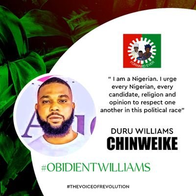 DuruWilliamsC's profile picture. Williams Duru CEO WORLD PRIDE UPSHOT MEDIA.
#Obidientwilliams
humbly Obidient 
graduate of RIVERS STATE UNIVERSITY
lover of ENTERTAINMENT, HUMANITARIAN SERVICE.