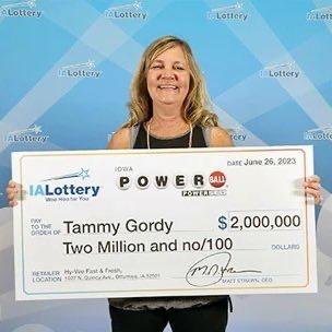 Tammy Gordy always had a feeling he was going to win big playing the Powerball.She did with a $2 million winning ticket he purchased at Spooner Marathon,🇺🇸