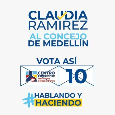 Cuenta de apoyo a la concejal y candidata al Concejo de Medellín ➡️ @clauramirezeche

#HablandoYHaciendo #ClaudiaRamírez #CD10 #VamosConEl10