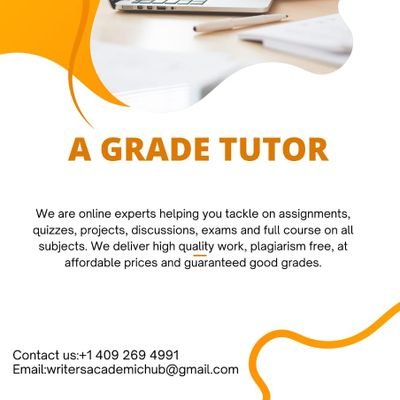 We a team of 523experts with vast experience in helping students with Contact us via whatsapp  +1 409 269 4991 or  writersacademichub@gmail.com