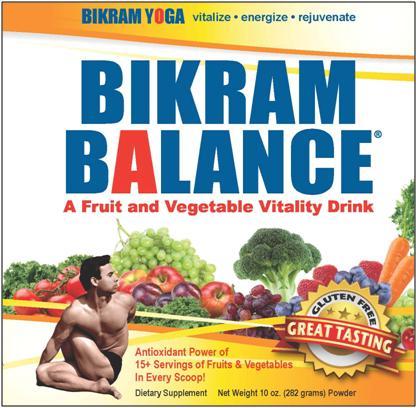 A fruit & vegetable vitality drink created by Bikram Choudhury.  Bikram Balance delivers 15+ servings of 49 fruits & vegetables per scoop!