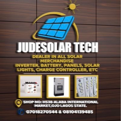 Dealer in all kinds of solar gadgets:Solarbatteries,solarpanels(new and used),inverters(modified,hybrids and pure sinewave),solar lights,delivery Nationwide🇳🇬