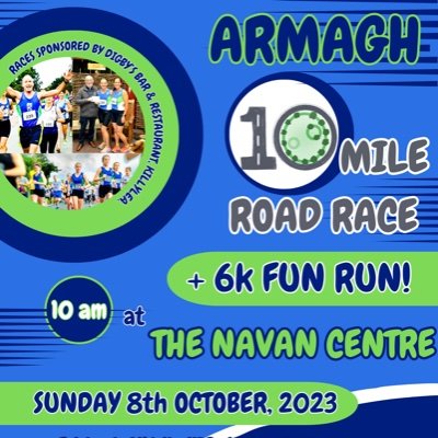 Sunday 8th October, 2023
10Mile Road Race & 6k Fun Run
The Navan Centre, Armagh City
https://t.co/GNWs2CAJZ0…