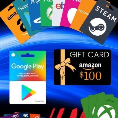 All Giftcard such as: Roblox, Fortnite, CashApp, Google Play, PlayStation, Xbox, Netflix, Amazon, iTunes & many more...
Check the link below 👇