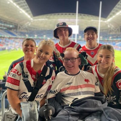 Can't walk, can't talk, but still smiling, been living with MND for 13 years.
Sydney Roosters tragic and sport lover.