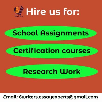 Jasmine Essays will get all your school tasks sorted. Just DM us. Email: 6writers.essayexperts@gmail.com