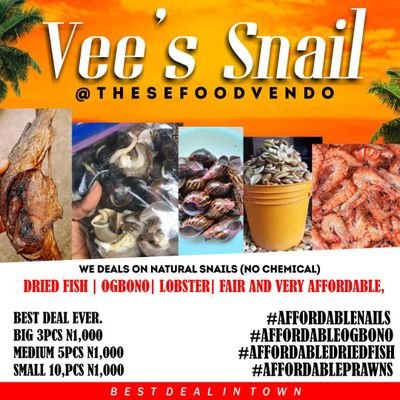 Strictly for business, we deal on original bush snails, Ogbono, dry fish and prawns 🦐
my dm is open to take orders 24/7 
  delivery nation wide.