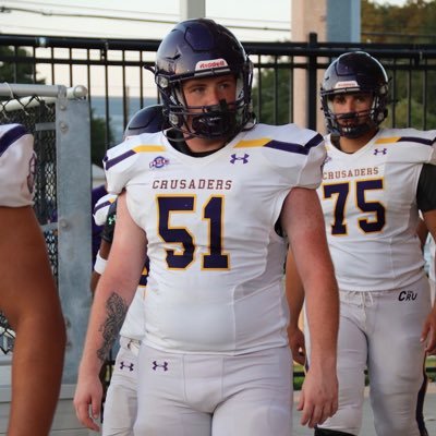 6'3 265 O and D(guard/line/C), '23 commitment stat: @CRUfootball. 40- 5.01. Bench-285, Squat-415. PC- 270. Catholic, Bubba, Dog Dad, 🏖️ ,🧑‍🦰 ☘️@bentley_sonny