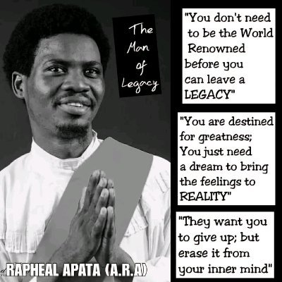 Rapheal Akinsola Apata is a Messenger of God's Word, a Speaker, a Teacher, and a Preacher of God's Word (Nahum 1:15). He created RAPHEAL ROCK OUTREACH MINISTRY