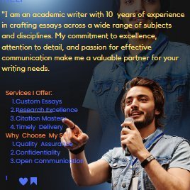 I am an academic  writer with 10 years of experience  in crafting  essays across a wide range of subjects  and disciples.