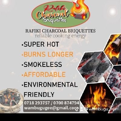 At Rafiki Eco Solutions, we produce quality charcoal briquettes for cooking, house warming, brooding and barbeque. No smoke, soot, smell or sparks. Eco friendly
