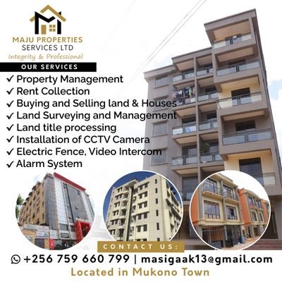 Houses, Lands For Sale, Buy,  Renting||Director MAJU PROPERTIES SERVICES Ltd|| email masigaak13@gmail.com|| 
Call or WhatsApp +256759660799||
@LCF   💯❤