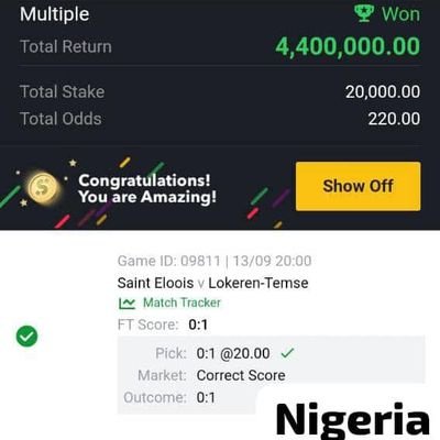 payment after winning  is sure if you interested DM 08146568168  winning is sure 💯💯💯