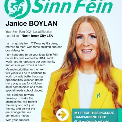 Proud Sinn Féin Councillor for Dublin North Inner City. 💚 Ma to 3 boys 💙💙💙Nanny Jan to my granddaughter 🩷 Mrs to Mark 🥰 #TimeForUnity