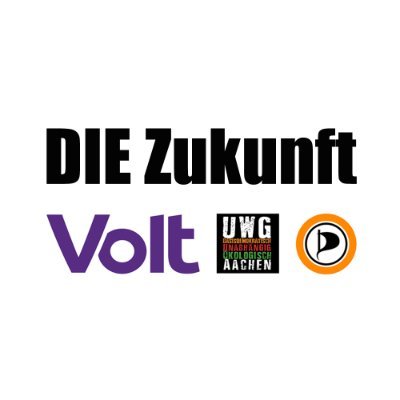 Die Fraktion demokratische, innovative, europäische Stadt der Zukunft setzt sich aus Volt Aachen, der UWG Aachen und der Piratenpartei Aachen zusammen.