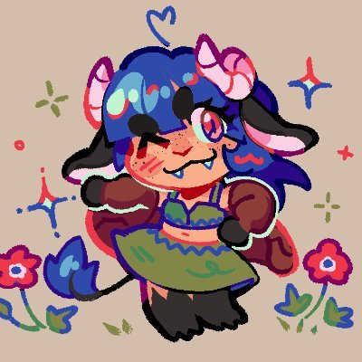 Cutest little sheep demon you've ever seen 🐏💙💐 twitch, youtube, artist but I mostly draw my OC 🌸 pfp by @carrot_andlemon // links below