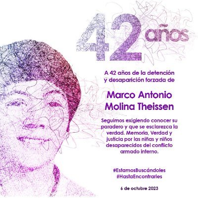 Defensora DDHH. Hermana de Marco Antonio, mi niño desaparecido en 1981 x la G2 ejército
Para él y las víctimas de desaparición forzada exijo justicia y verdad