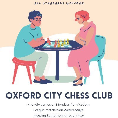 Oxford City Chess Club welcomes players of all strengths. Join us for fun and games at 147 Banbury Road OX2 7AN. Mondays from 7.30pm