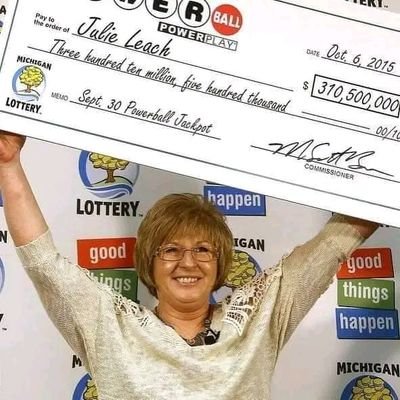 I'm Julie Leach the lucky winner of $310, 500,000 in a while I'm giving out $50, 000 each to my new followers