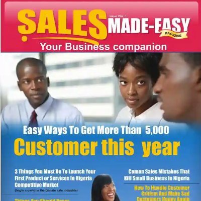 Sales Entrepreneur, and Business Developer. Conducts Promo for FMCGs. Author of sales Made Easy Magazine