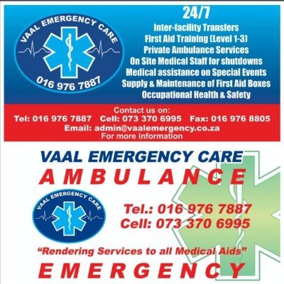 Private Ambulance Services in the Vaal Triangle
016 976 7887 / 073 370 6995
