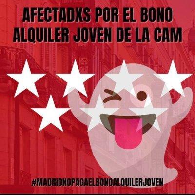 Cuenta de afectadxs por el impago del Bono Alquiler Joven en la Comunidad de Madrid. #Madridnopagaelbonoalquiler #4NAlquileresDignos

IG: @sinbonojovencm
