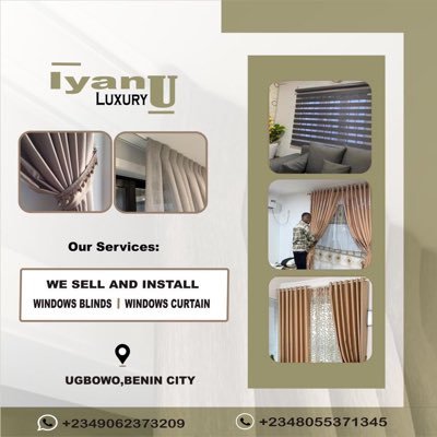 IyanuLUXURY's profile picture. #IyanuLUXURY : Window Curtains📍                                          Window Blinds 📍 INTERIOR DECOR PIECE (Center Rug..).📍 BENIN CITY. 📍08163456270. 📞