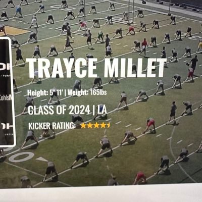 Lutcher football state champ/ 4.5⭐️ Kicker/#225-398-2515/ 5’11/ 170lbs/ @Trayce.Millet@gmail.com