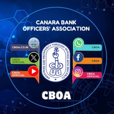 Welcome to official account of CBOA - Canara Bank Officer's Association.

Affiliated to @aiboc_in & @AinbofOfficial

#CBOA #CanaraBank #Canpal