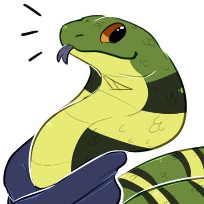 Hi there!  I'm a king cobra with a scarf who is prone to transformations.  Also a game developer and a programmer, and draw silly arts!  He/Cis