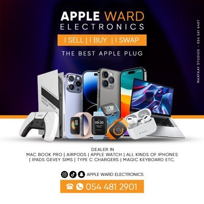 The best apple plug  Dealer in Mac book pro 🖥️, AirPods, Apple Watch ⌚️, all kinds of iPhones, iPads Gevey sims , type C chargers etc