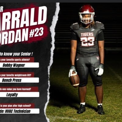 Jerrald Jordan 6’0 230 Co’2024 Pensacola High School DE/LB/RB llbrock556@gmail.com. GPA.2.5