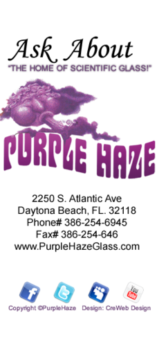 Purple Haze Smoke Shop is located in Daytona Beach,FL only steps away from the ocean. Our specialty is mostly dedicated on tobacco products and unique apparels.