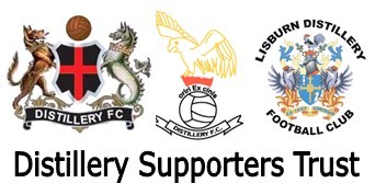 The Distillery Supporters' Trust (also known as the 'DST'), was established January 2010, with the main aims and objectives of raising funds for Distillery FC