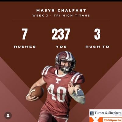 Tri highschool Indiana C/O 2027 6’0 220lb runningback |40 4.48 Vert 36’| Ncaa Id #2502518017 | masynchalfant@gmail.com 765-520-7670 https://t.co/qsKoGFom1x