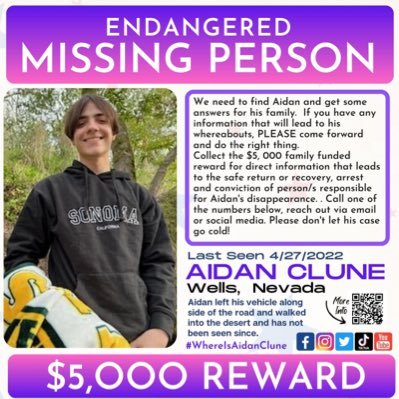 Please follow our tik tok @FindAidanClune and join our facebook group “Help Find Aidan Clune” 💜
