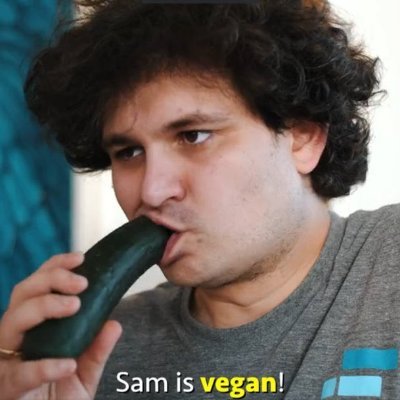 NotNotSBF's profile picture. See if you're smarter than the rest of CT by guessing SBFs sentencing length 🧠 Enter here: https://t.co/yBhPy71AN0 Also... I love cucumbers. They are great.