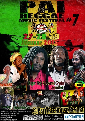 PaiReggaeFest's profile picture. Location: Pai TreeHouse. Pai
Hours: Fri:	6:00 pm - 3:00 am
Sat: 12:00 pm - 3:00 am
Sun: 12:00 pm -	12:00 am
info@paireggaefest.com / http://t.co/GanFGOLRzw