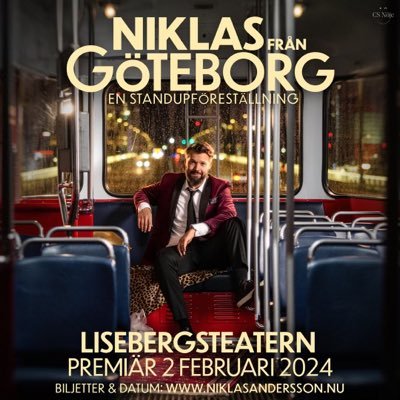 Komiker? Föreställning 2024 ”Niklas Från Göteborg”. Bokas annars via Cicci på CS Nöje. Podd: @mraderna