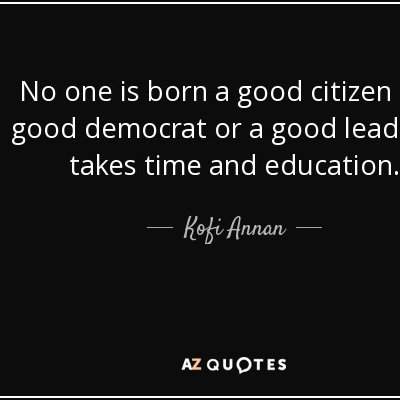 I am trying to become a good person and a good citizen to make my country services better and polite