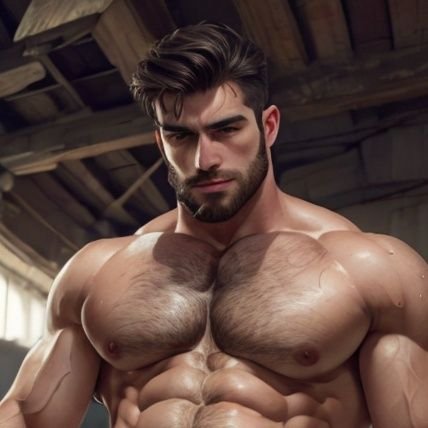 A place for AI generated men, daddies, muscle. 🍆
If I posted it, I created it -occasional retweeter. 😛 
There will be barrel chested men kissing. Enjoy.