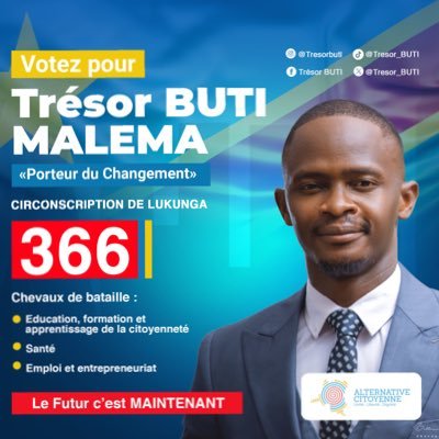 VOTEZ POUR @Tresor_Buti DÉPUTÉ NATIONAL N•366 DE #LUKUNGA #Lukunga366 #LukungaNaBiso #TBM | Vos contributions via le lien ci-dessous.